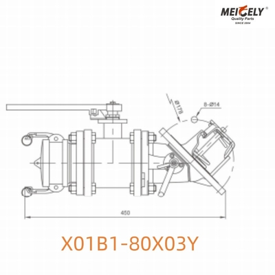 X01B1-80X03Y Βαλβίδα ποδιού με συναρμολόγηση βαλβίδας πεταλούδας για φορτηγό δεξαμενών